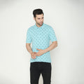 Men's Printed Half Sleeves Tees - Nile Blue