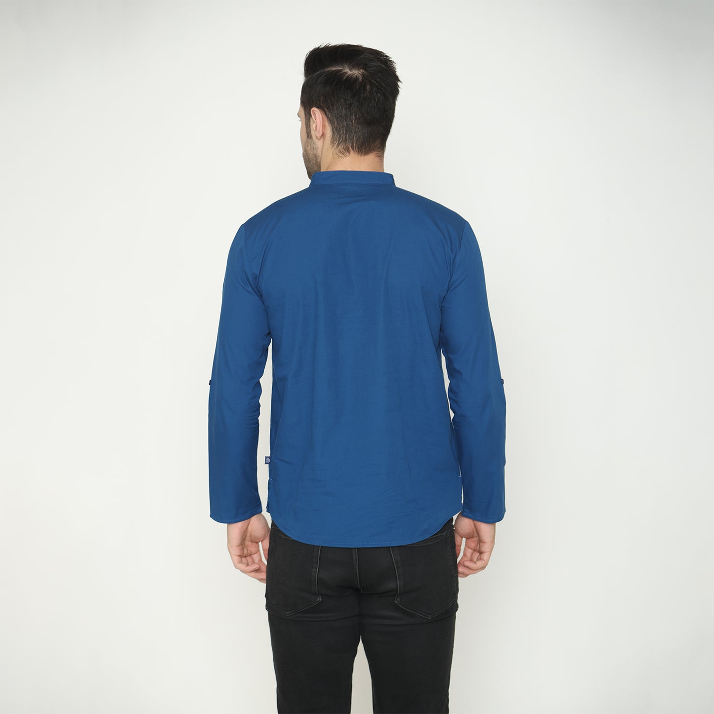 Men's Solid Short Kurta - Strong Blue