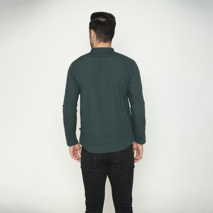Men's Solid Short Kurta - Olive