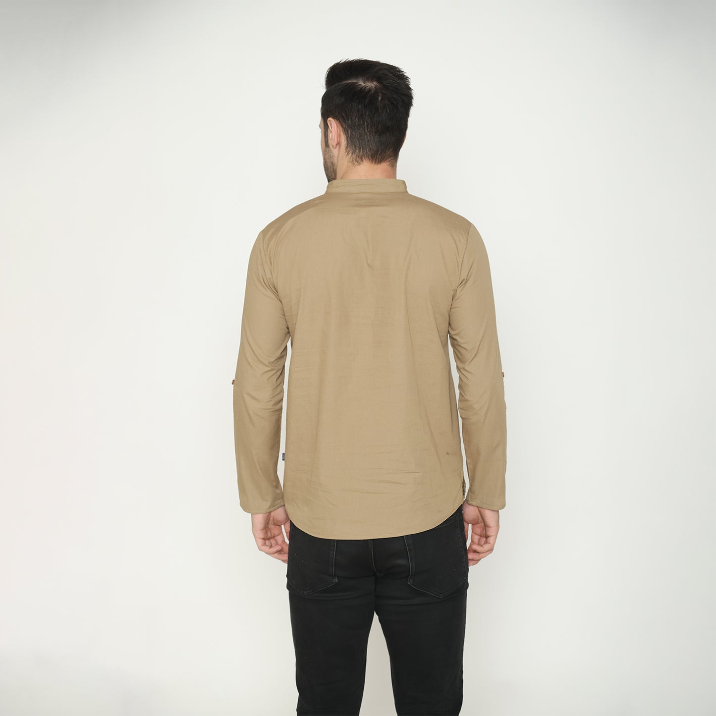 Men's Solid Short Kurta - Khaki