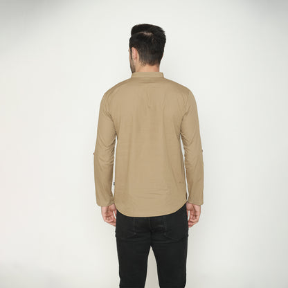 Men's Solid Short Kurta - Khaki