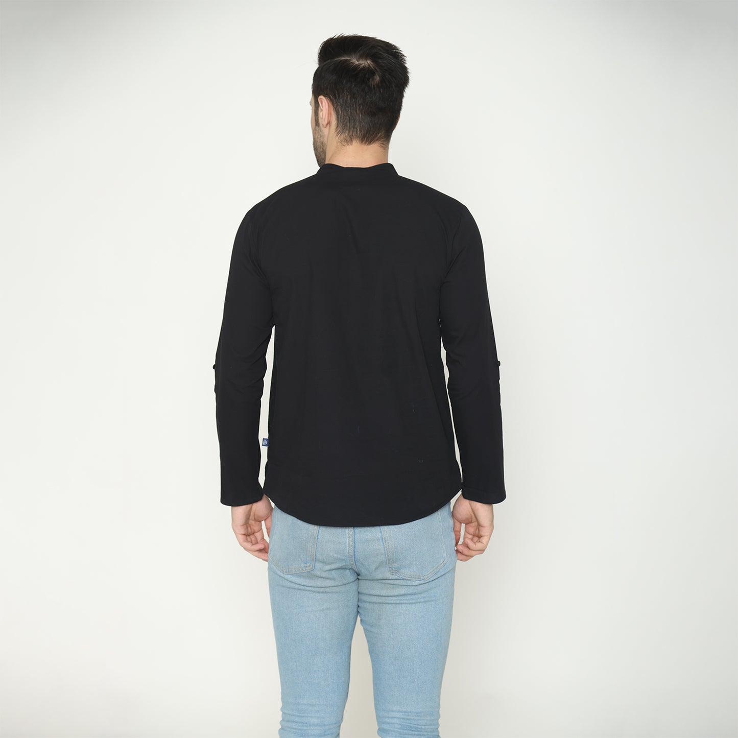 Men's Solid Short Kurta - Black