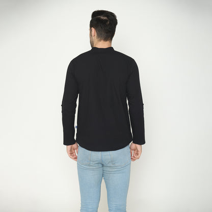 Men's Solid Short Kurta - Black