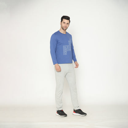 Men's Cotton Solid  Loungewear - Dutch Blue