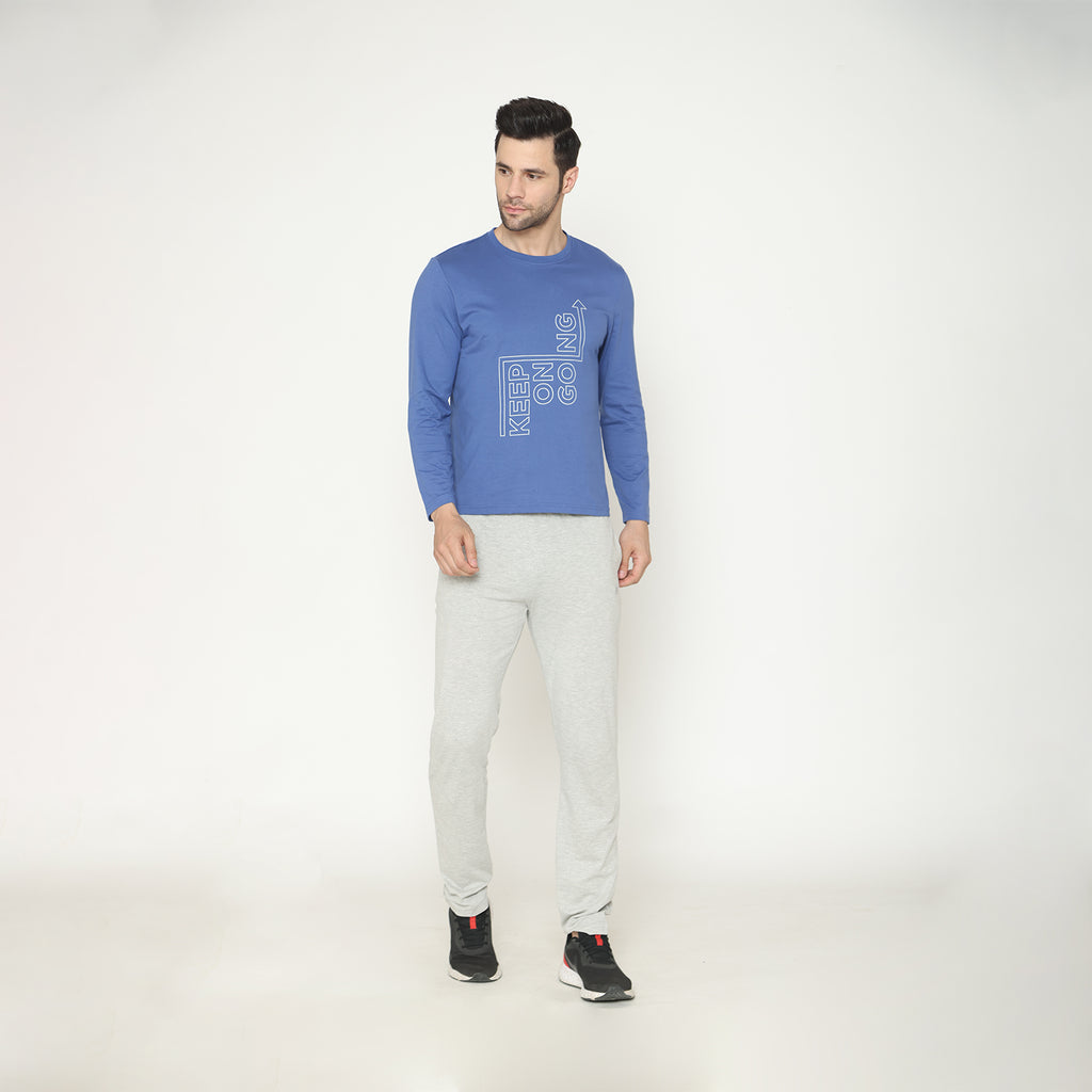 Men's Cotton Solid  Loungewear - Dutch Blue