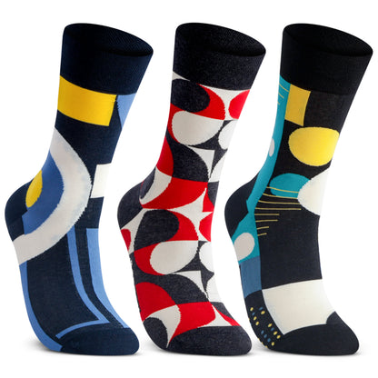 Men Graphic Pop Designer Calf Length Socks (Pack of 3)