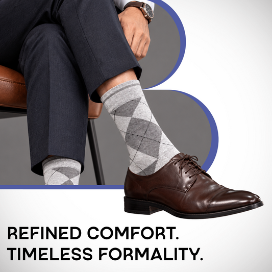 Men's Classic Argyle Formal Multicoloured Crew Length Socks - pack of 3