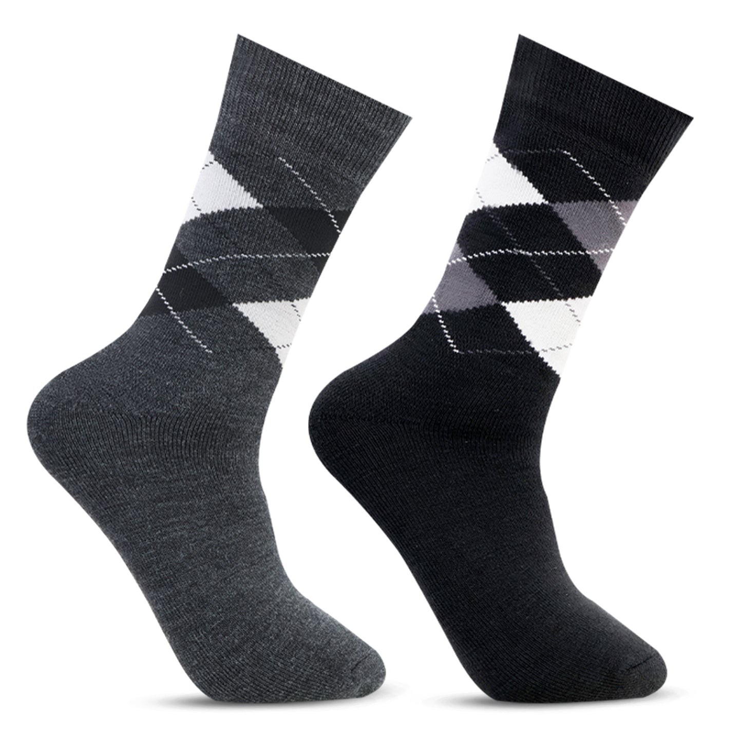 Men Classic Argyle Multicolored Woolen Socks- Pack of 2