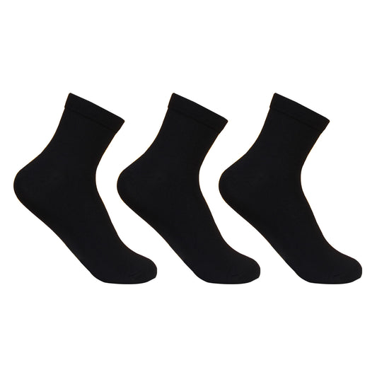 Women Silken Anklet Socks Pack of 3 (Black)