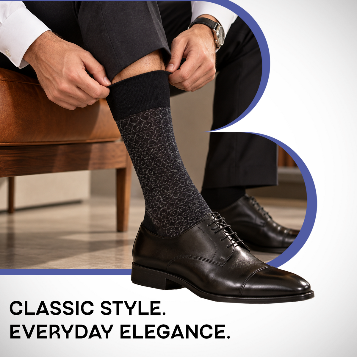 Bonjour Men's Self Pattern Formal Dress Full Length Socks- Pack of 4