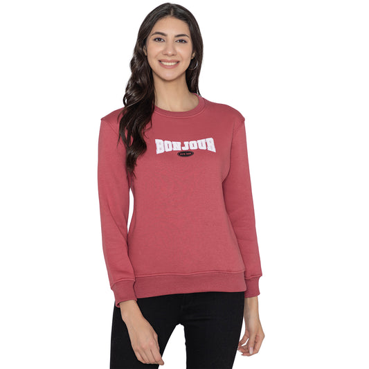 Women's  Full Sleeve Round Neck Sweatshirt - Red