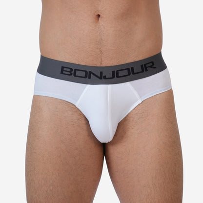 Men's White Cotton Comfort Briefs - Soft Breathable Everyday Innerwear (Pack of 1)