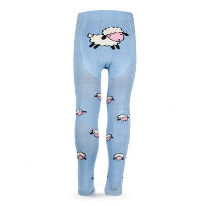 Fancy knitted Sheep Print Tights for Baby Girls & Baby Boys - Blue