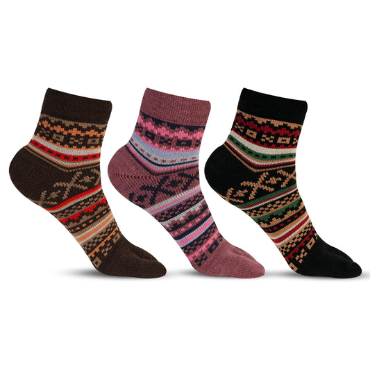 Women's Fine Woolen Thumb Ankle Socks (Pack of 3)