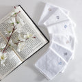 Men's White Cotton Handkerchief With Alphabet U Initial (Pack of 6)