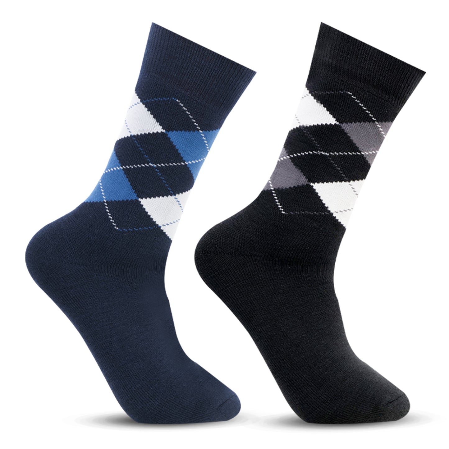 Men's Classic Argyle Multicolored Woolen Socks- Pack of 2