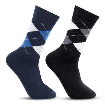 Men's Classic Argyle Multicolored Woolen Socks- Pack of 2