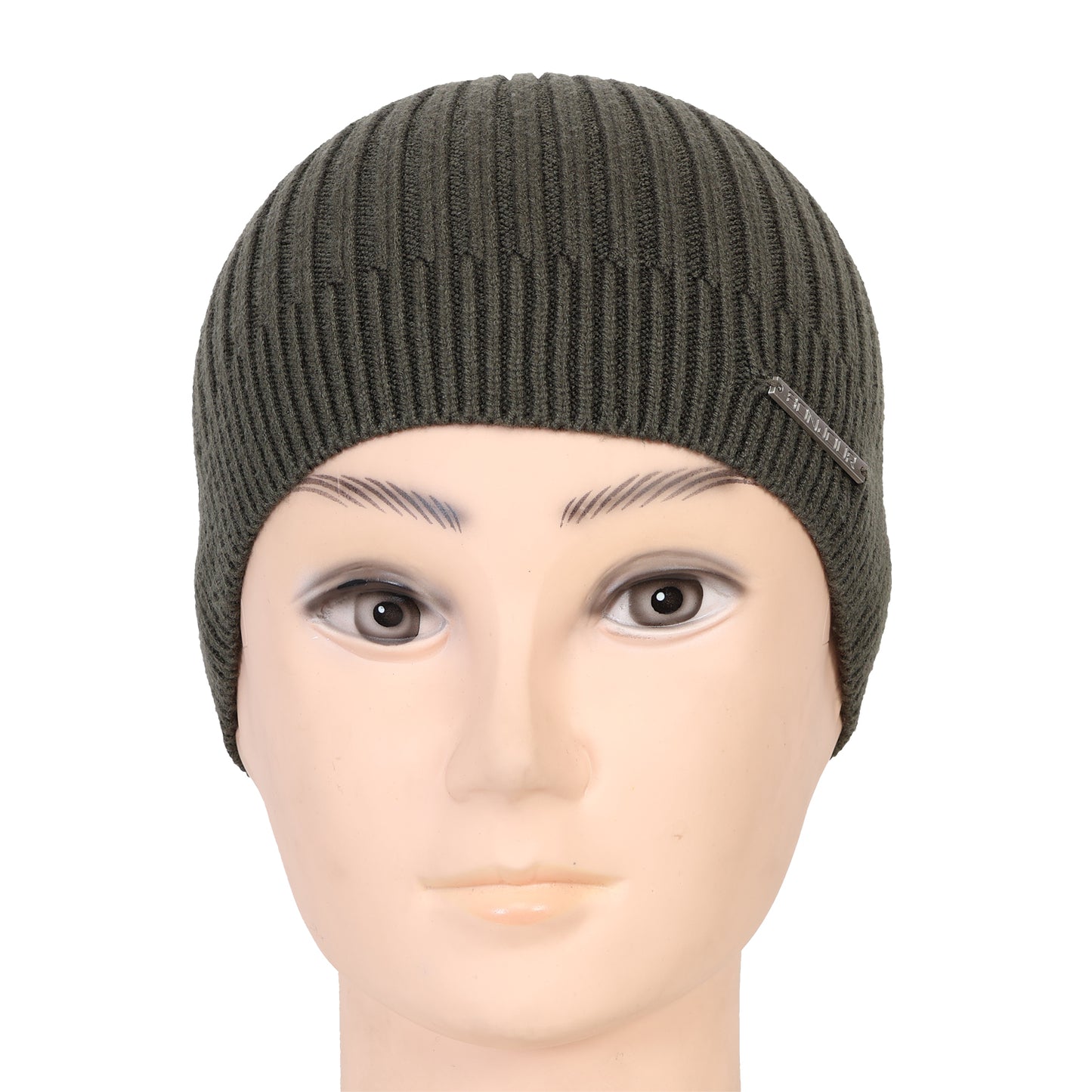 Unisex Woolen Winter Beanie Cap (Olive Green)