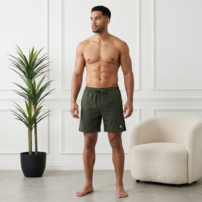 Men’s Olive Regular Fit Activewear Sports Shorts