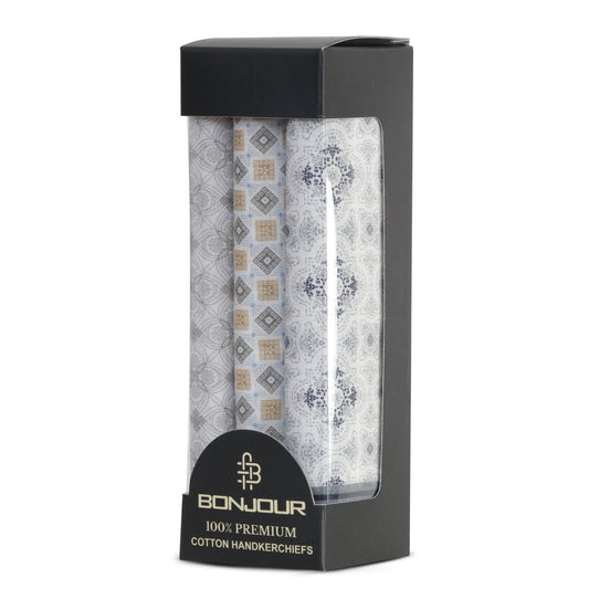 Men’s Silcora Cotton Handkerchiefs | 100% Pure Cotton | Soft & Absorbent | Pack of 3