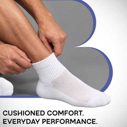 Men's Cushioned White Joggers Ankle Sports Socks- Pack of 3