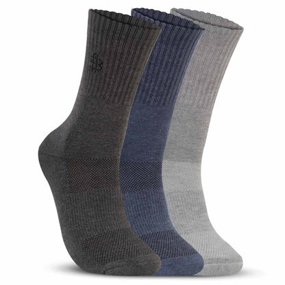 Men Bamboo Formal Socks, Crew Style Cushioned Base