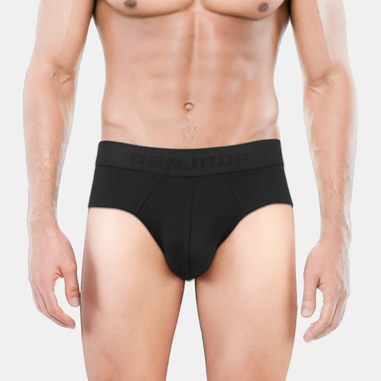 Bonjour Men’s Bamboo Black Brief – Ultra Soft, Odour Free (Pack of 1)