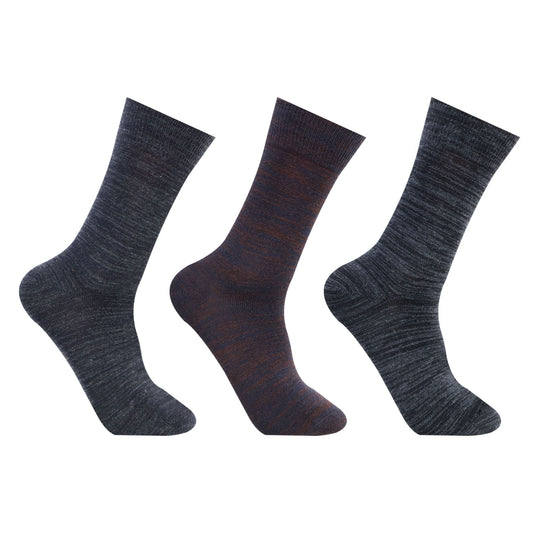 Men Non-Terry Woolen Crew Socks for Men - Pack of 3