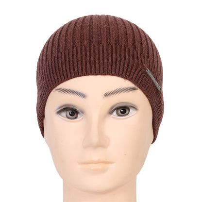 Unisex Woolen Winter Beanie Cap (Brown)