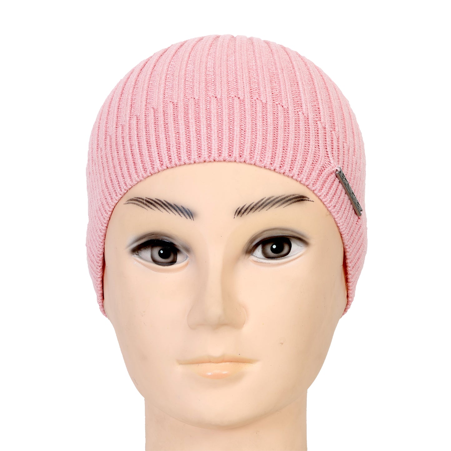 Unisex Woolen Winter Beanie Cap (Rose Pink)