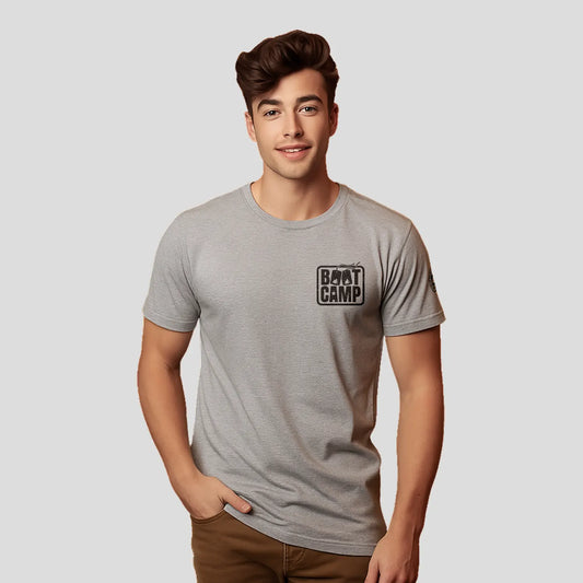 Bontact BOOT CAMP Round-Neck Half Sleeve T-Shirt (Lt.Grey Mel)