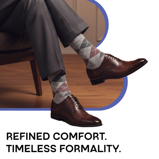 Men Socks - Argyle Style Multicolored Designer Crew Length Socks