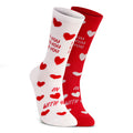 Valentine Couple Crew Length Socks White & Red