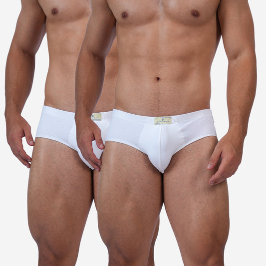 Men's White Cotton Comfort Briefs - Soft Breathable Everyday Innerwear (Pack of 2)