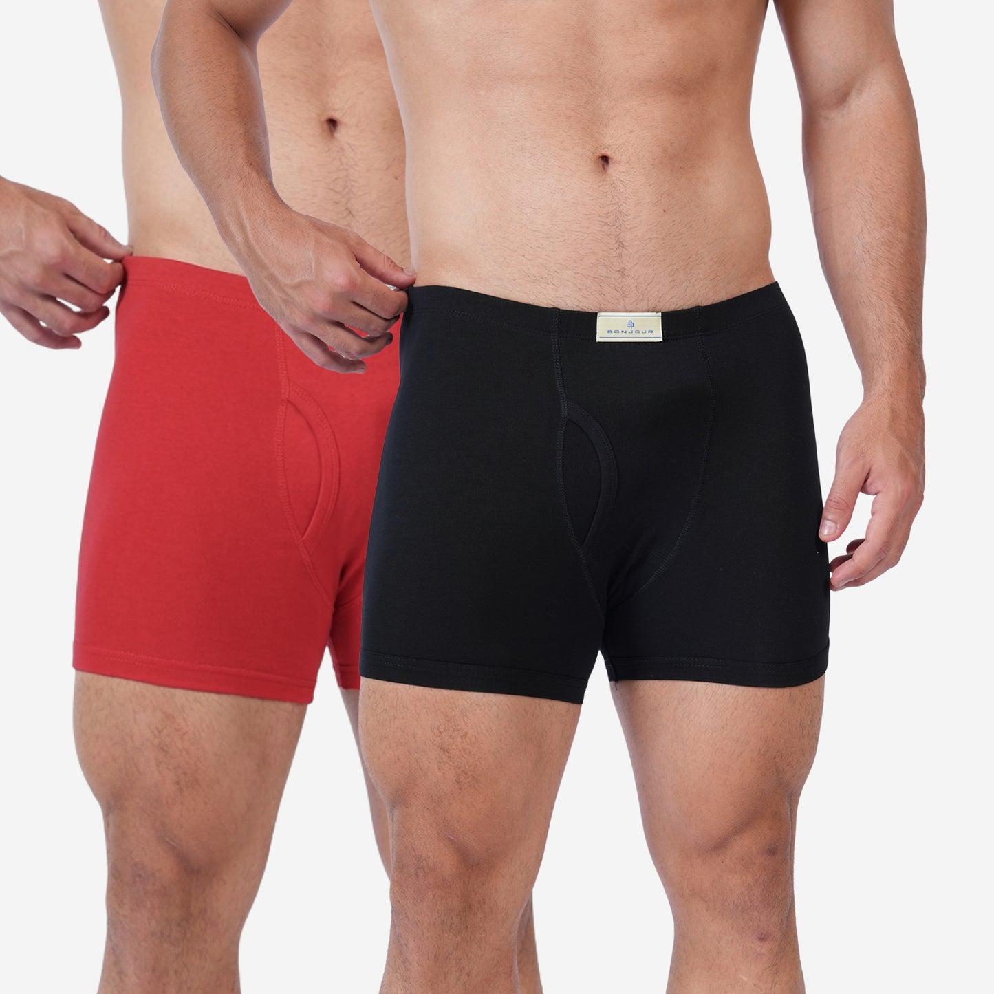 Men's Black & Red Cotton Comfort Trunk - Soft Breathable Everyday Innerwear (Pack of 2)