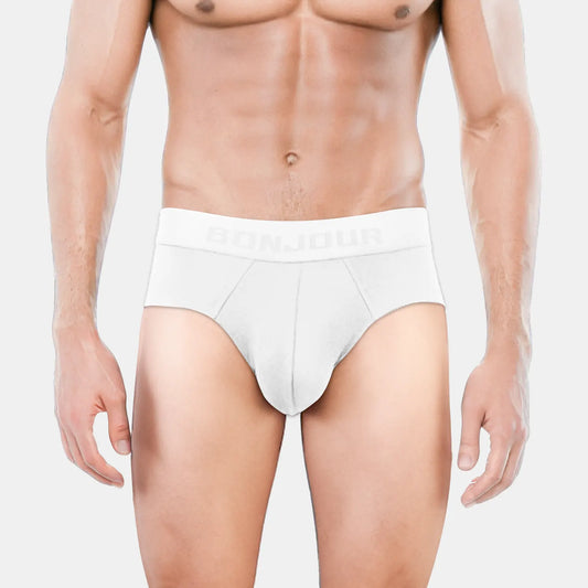 Bonjour Men’s Bamboo White Brief – Ultra Soft, Odour Free (Pack of 1)