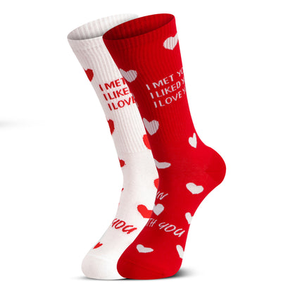 Valentine Couple Crew Length Socks White & Red
