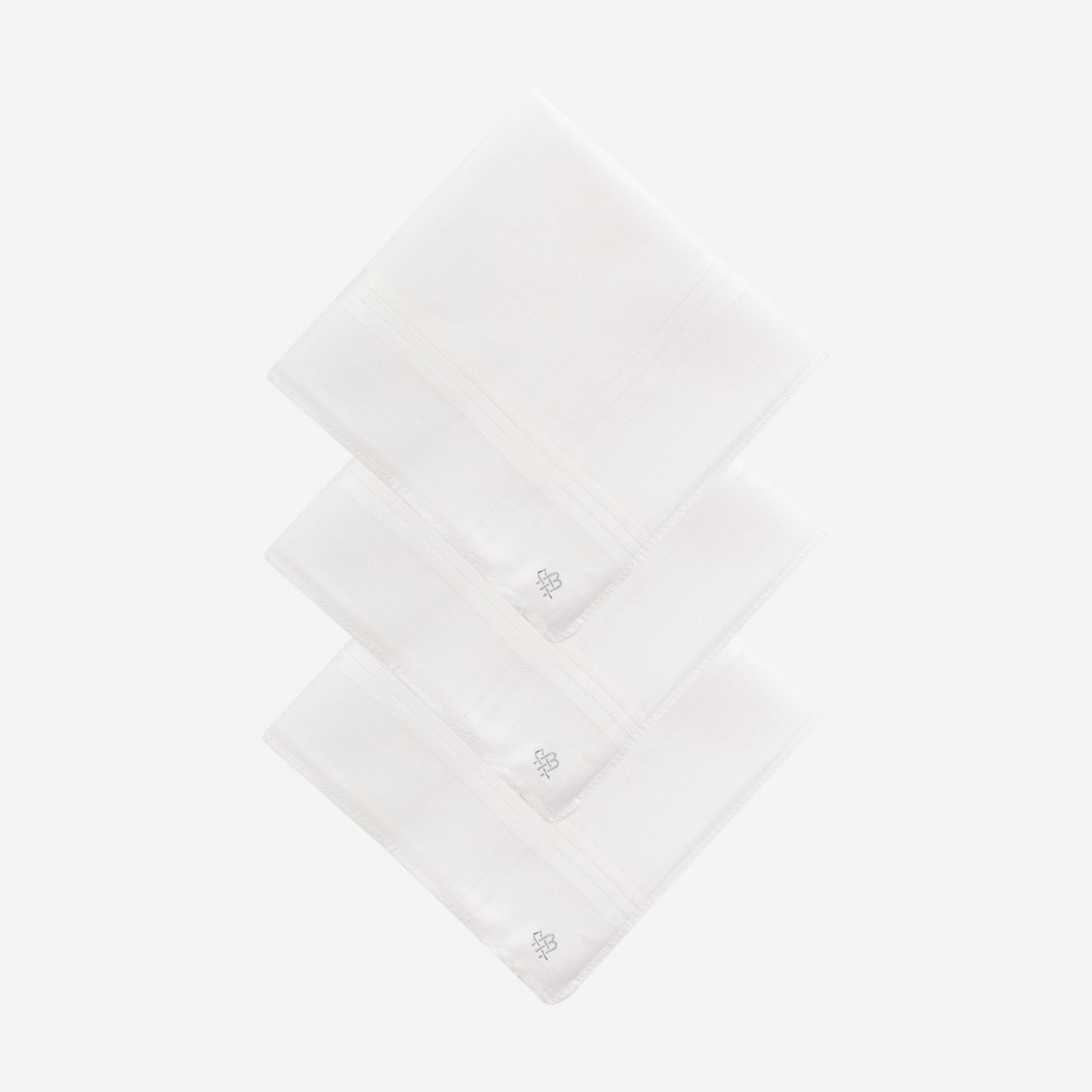 Men's Self White 100% Cotton Handkerchiefs  (Pack of 3)