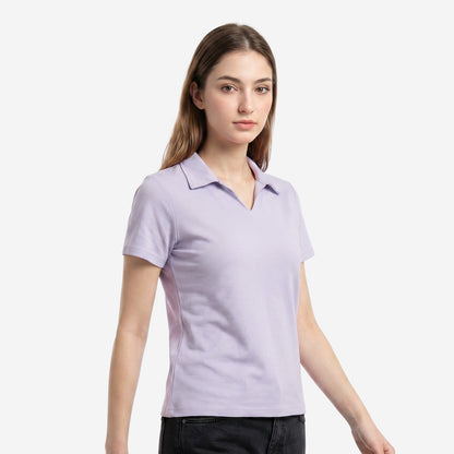 Women’s Solid Lavender Polo Half Sleeve T-Shirt