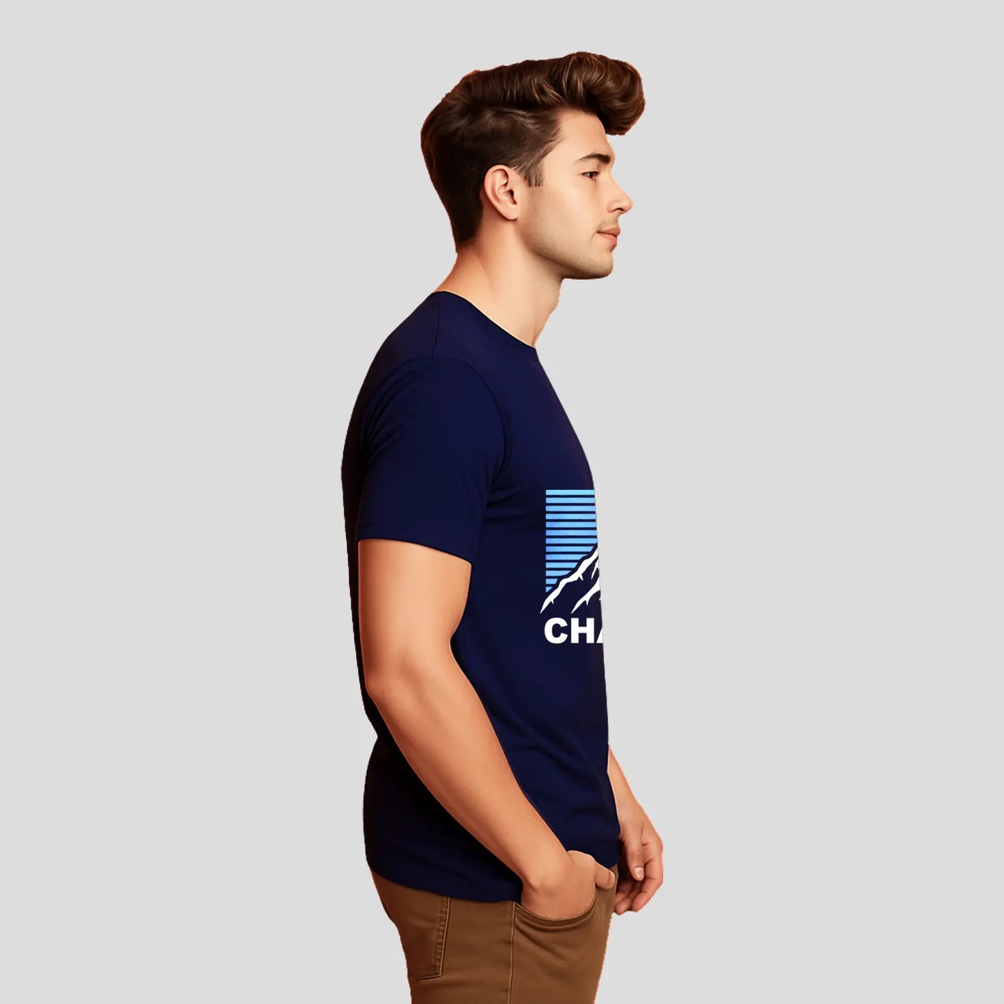 Bontact CHALLENGE Round-Neck Half Sleeve T-Shirt (Navy)