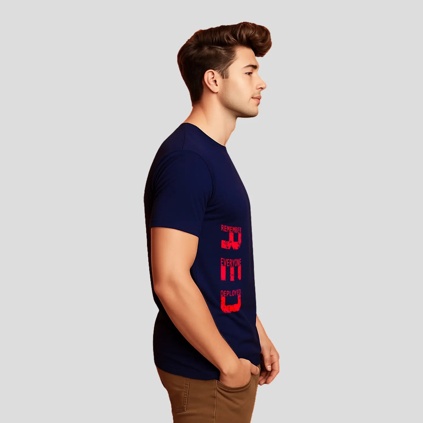 Bontact R.E.D Round-Neck Half Sleeve T-Shirt (Navy)