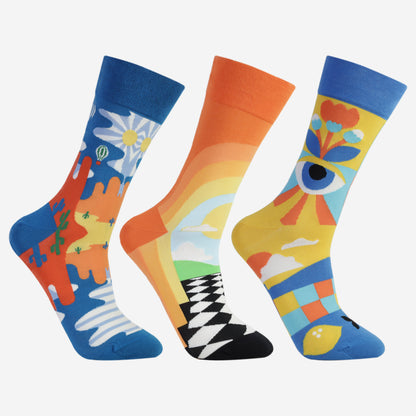 Psychedelic Dream Designer Socks for Men (Pack of 3)