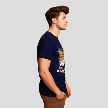 Bontact BRAVEHEART Round-Neck Half Sleeve T-Shirt (Navy)