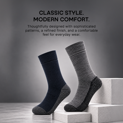 Woolen Gripper (Anti-Skid) Indoor Socks for Men (Color:- Anthra & Navy)