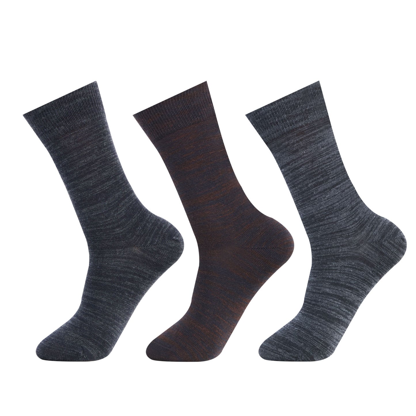 Men Non-Terry Woolen Crew Socks for Men - Pack of 3