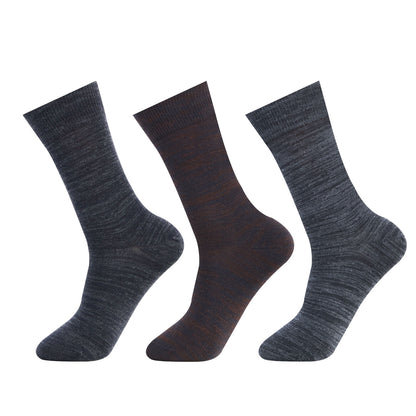 Men Non-Terry Woolen Crew Socks for Men - Pack of 3