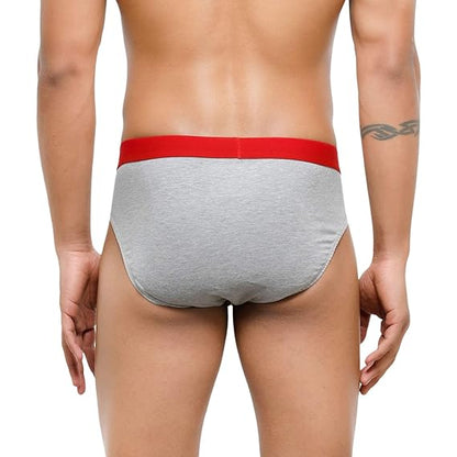 Men's Low-Rise Premia Cotton Briefs With Elasticated Band - Lt.Grey