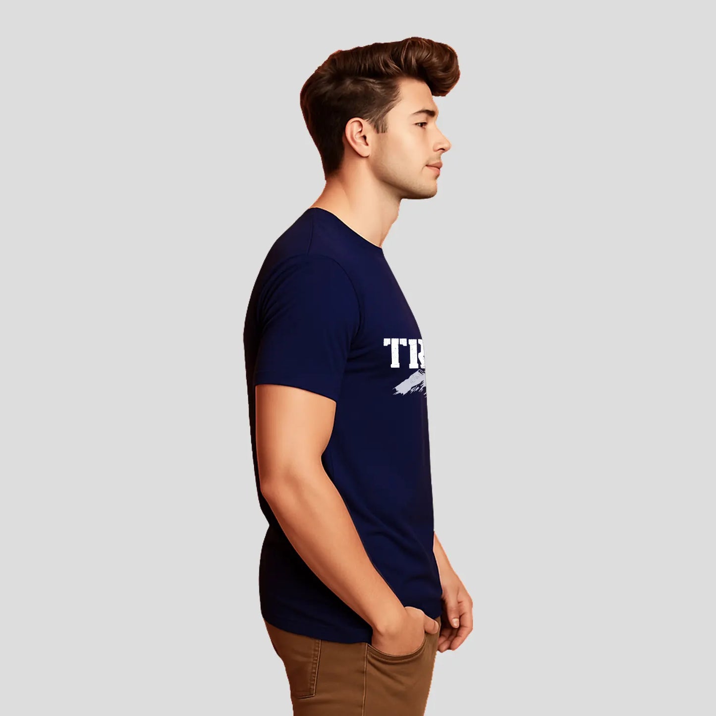 Bontact TRI PEAK Round-Neck Half Sleeve T-Shirt (Navy)