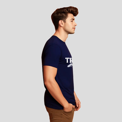 Bontact TRI PEAK Round-Neck Half Sleeve T-Shirt (Navy)