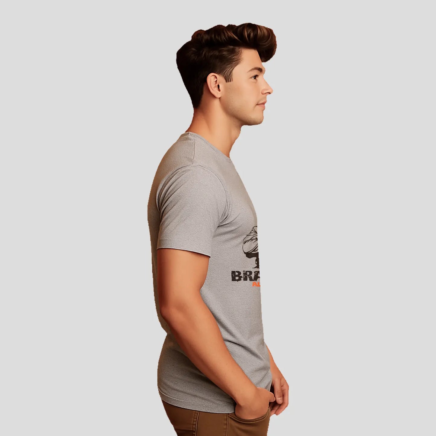 Bontact BRAVEHEART Round-Neck Half Sleeve T-Shirt (Lt.Grey Mel)